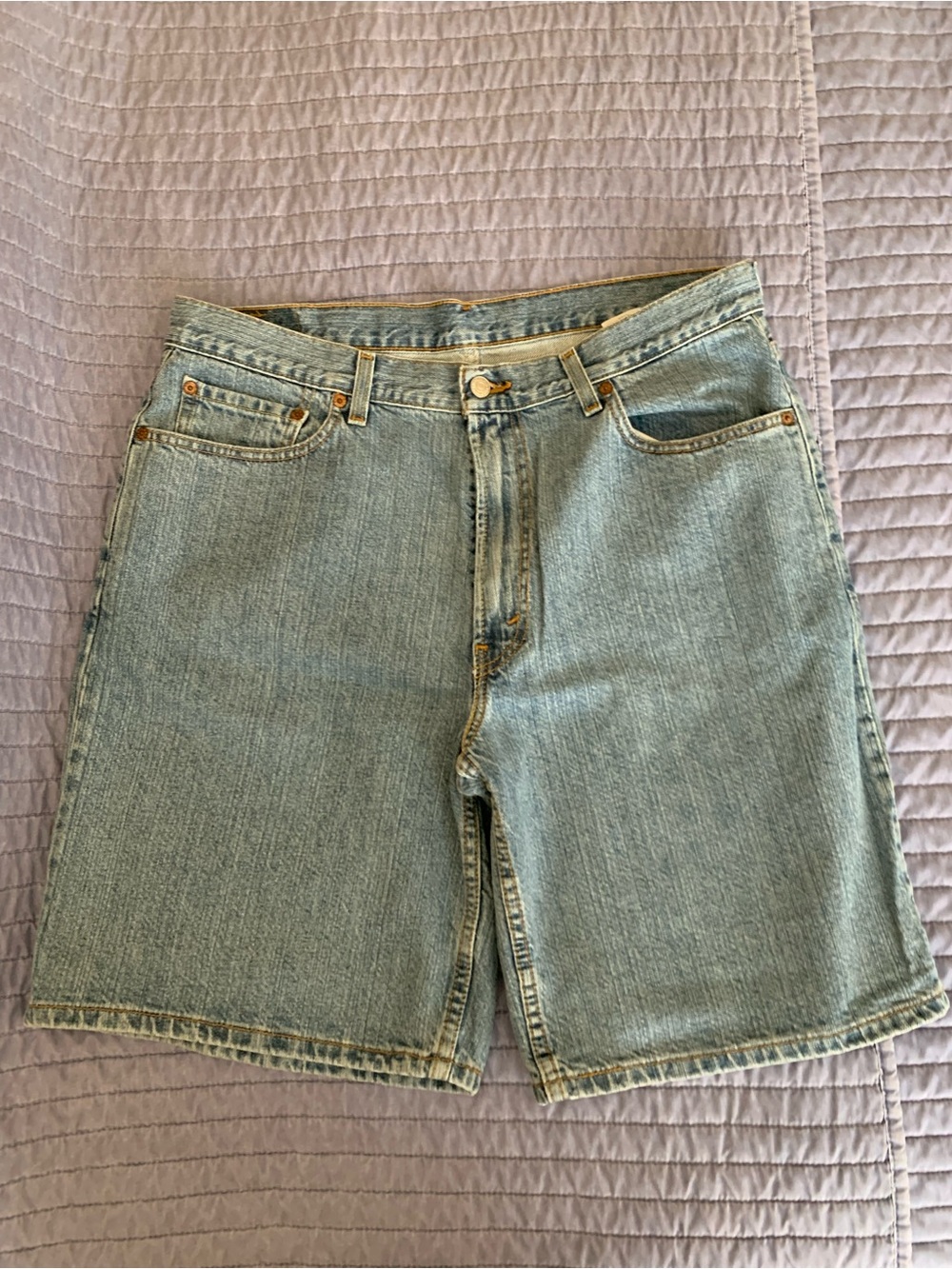 Men's Light Blue Denim Jean Shorts - Classic Five-Pocket
